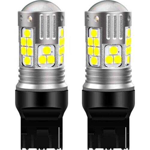 2Pcs New T20 7440 W21W WY21W Super Bright 3030 LED Car Brake Bulbs Turn Signals Auto Backup Reverse Lamp Daytime Running Light