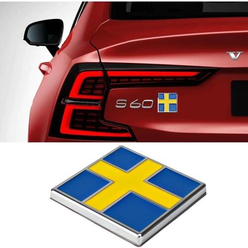 Metal Chrome 3D Emblem Car Decor Sticker Swedish Flag Badge Creative For Volvo S80 V40 S90 XC60 Body Tail Trunk Car Styling