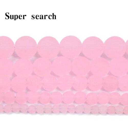 Natural Stone Light Pink Jades Chalcedony Matte Beads Round Loose Spacer For Jewelry Making DIY Bracelet Necklace 6/8/10/12mm