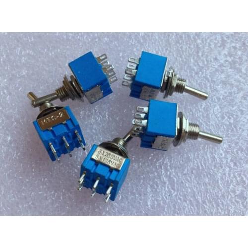 New Switch SPDT Mini Toggle Switch ON-ON 6 Pin 3A 250VAC 6A 125VAC 10PCS