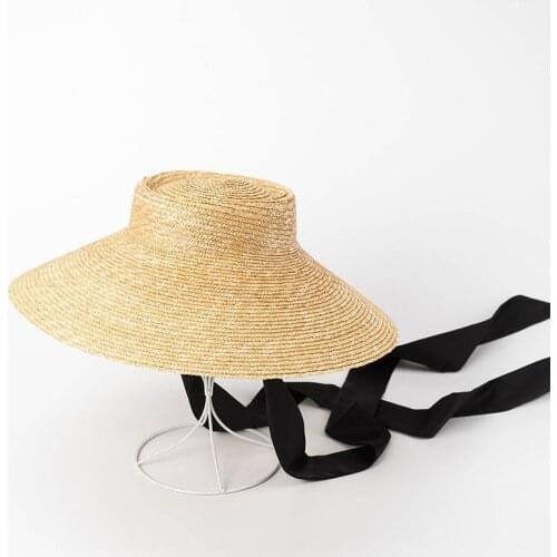 New Concave Top Big Wide Brim Bandage Natural Straw Hat Stage Catwalk Hat For Women Men Caps Summer Beach Sun Hat Bonnet Enfant