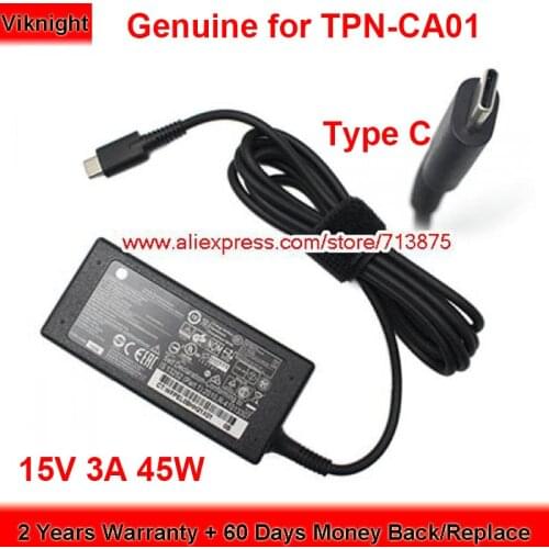 Genuine TPN-CA01 TPN-CA02 15V 3A AC DC Adapter for HP ELITE X2 SPECTRE X360 X2 ELITE X2 1012 G1 CHROMEBOOK 11 G6 EE TPN-0216