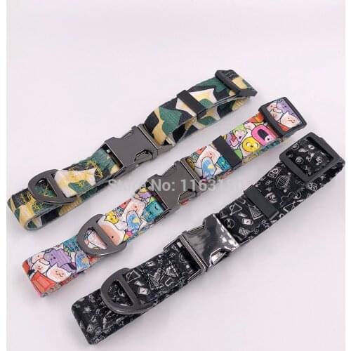 300 pcs/lot Personalized Custom ID Name Nylon Pet Dog Collar Metal Buckle Adjustable Engraved Puppy Cat Collars For Large Dogs