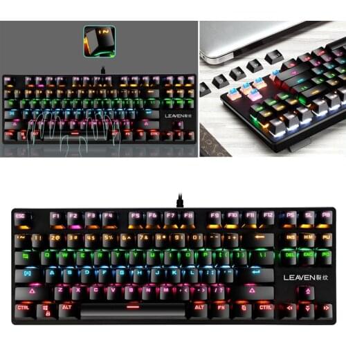 Punk K550 Mechanical Gaming Keyboard, 87 Keys Green Axis RGB LED Backlit Wired Keyboard for Windows PC Gamer Office