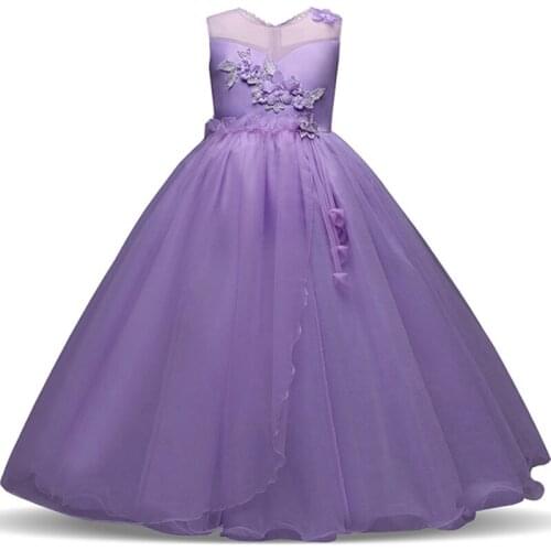 BFORTUNE Princess Dress Lace Formal Evening Wedding Party Girls Dress Kids Dresses For Girls O-neck Clothes Fantasia Infantil