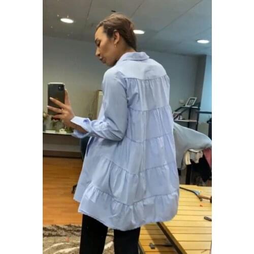 Back Coat Tunic Shirt-BLUE