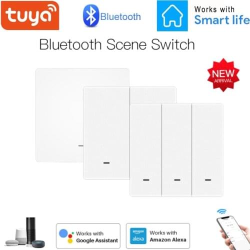 1/2/3Gang Tuya Smart Bluetooth Switch Wireless Scene Switch Push Button Battery Powered Transmitter Scenario For Smart Devices