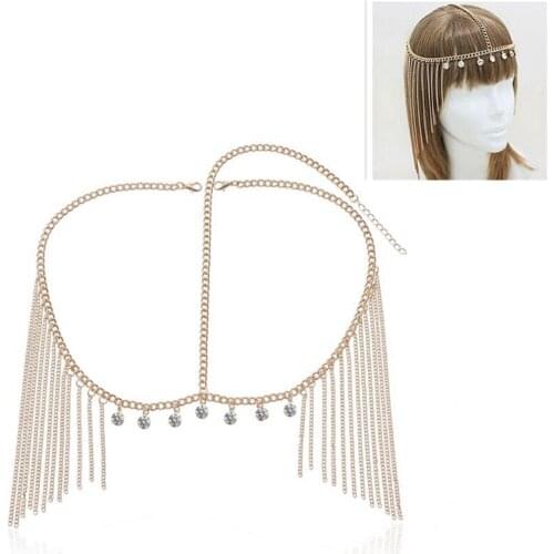 Rhinestone Hair Accessories Tassel Hair Chain Shiny Headdress Eyebrow Bride Headdress Women Beach Party Hair Accessories