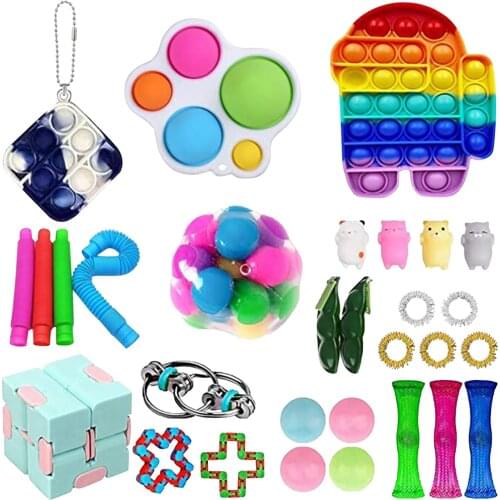 Squishy Fidget Sensory Toys Children With Autism And Anxiety Sensory Reliver Shrink Tube Toys For Adult Push Squeeze Pea Toys
