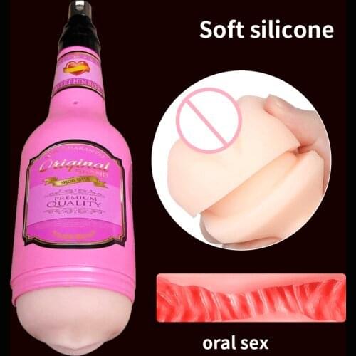 Portable Beer Bottle Soft Ora Pussy Real Vagina Masturbation Cup Sex Toys for Men Gift Manual Male Masturbator Erotic Adult