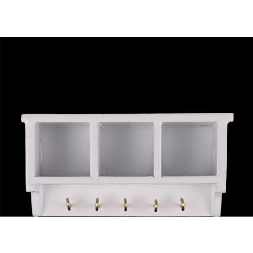 1PCS White Kitchen Wood Wall Rack White 1:12 Doll House Decoration Accessories Toys Gift for Kids 1/12 Dollhouse Miniature