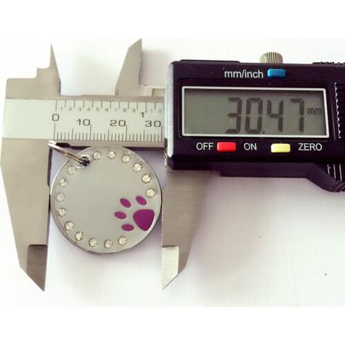 1000 PCS/LOT Pet Tags Mix Colors 30MM Dog Name Tags Zinc Alloy Crystal Round Shape Pet ID Tags Custom Dog Cat ID Tag