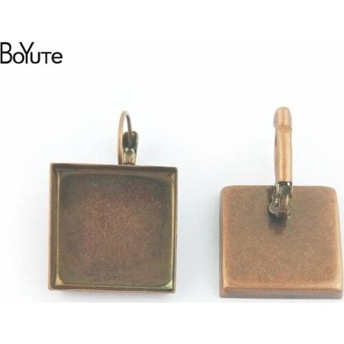 BoYuTe 20 Pieces To Fit 16MM 18MM 20MM 25MM Square Cabochon Earring Setting Diy Clip Earring Base Blank Jewelry Accessories