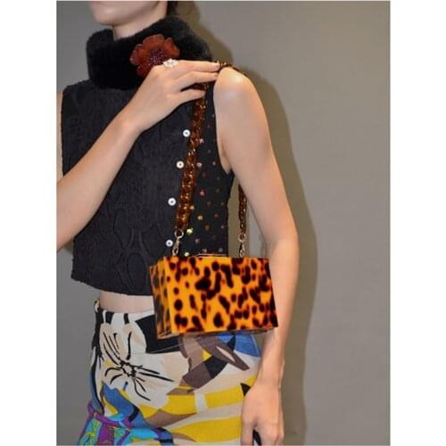 2021 funky acrylic leopard square clutch bag for lady evening