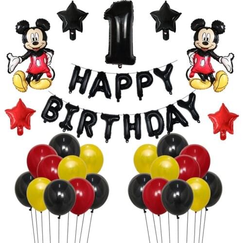38pcs/lot Mickey Minnie Mouse Balloons Mickey Mouse Birthday Party Decor Baby Shower 30inch Number Balloon Polka Dot Globos