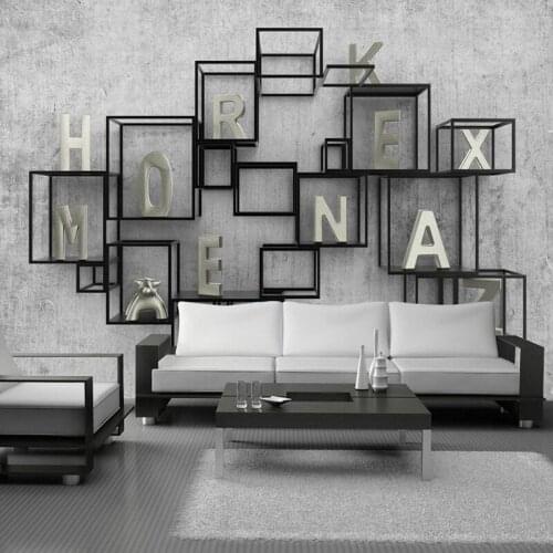3D Stereoscopic Metal Checkered Letters Mural Wallpaper For Living Room Sofa Background Decor Wall Cloth Waterproof Wall Sticker