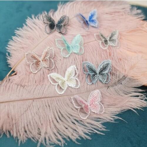 5 Pieces 4.3*3.5cm Fashion DIY Accessories 2 Layers Butterfly Lace Applique Patch Lace Collar for Garment Wedding Decoration