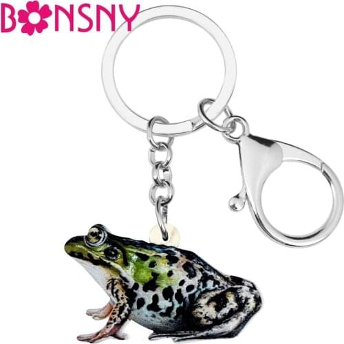 Bonsny Statement Acrylic Novelty Spotted Frog Key Chains Keychains Holder Cartoon Animal Jewelry For Women Girls Bag Charms Gift