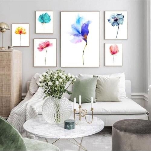Watercolour Flower Colorful Beautiful Rose Canvas Painting Print Nordic Minimalist Wall Art Picture Cuadros Home Decor