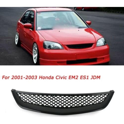 Car Gloss Black Mesh ABS Front Hood Grille Grill for Honda Civic JDM Type R 2001-2003