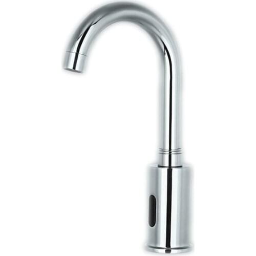 Free shipping polished chrome automatic basin faucet with deck mounted bathroom sensor faucet of single cold automatic faucet
