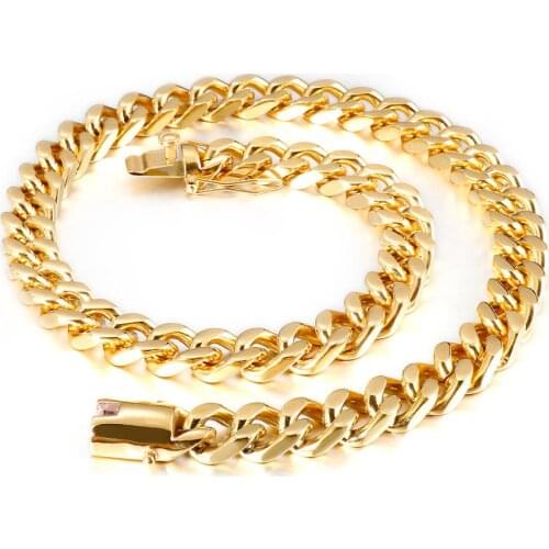 Large Charming clasp 12mm 24 inch (60cm) choose color 316L Stainless steel casting Curb link chain necklace for cool mens gifts