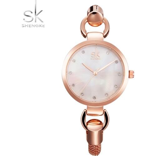 Shengke Fashion Women Wrist Watch Rose Gold Bracelet Watch Women Watches Luxury Diamonds Womens Watches Clock relogio feminino