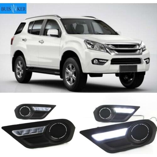 2Pcs For ISUZU MU-X MU X 2015 2016 Daytime Running Lights fog lamp cover headlight 12V Daylight car-styling