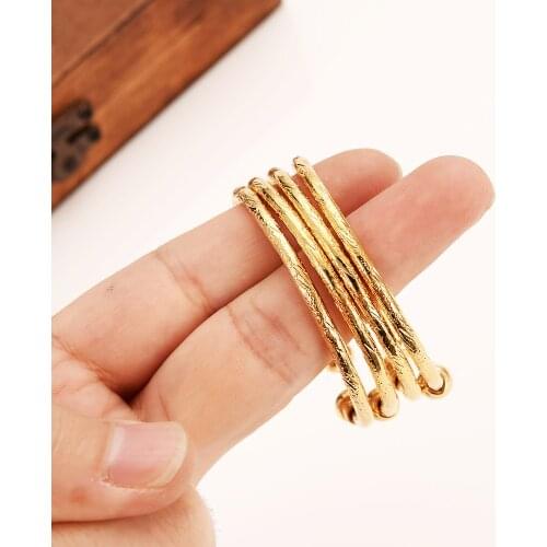 Dubai Gold Stamp baby SMALL Bangle Child Bracelet for Kids african Children Bairn Jewelry Baby mideast Arab cute Gift