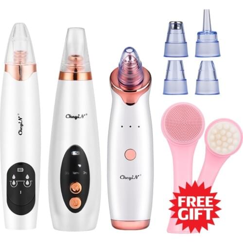 Electric Blackhead Remover Vacuum Suction Facial Pore Deep Cleaning Skin Scrubber Microdermabrasion Silicone 2 Sided Face Brush