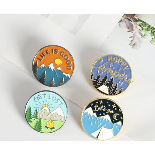 Life Is Good Enamel Pins Four Seasons Scenery Go Outdoor Brooch Lapel Pin Badge Cartoon Travel Jewelry Gift Wholesale To Friends