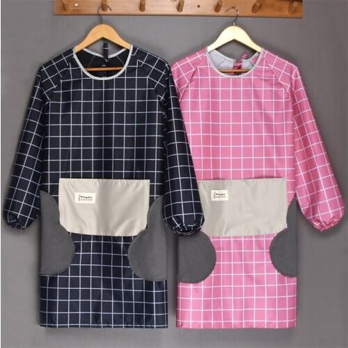 Hand-wiping apron long-sleeved kitchen waterproof and oil-proof female fashion household Japanese adult cooking gown custom logo