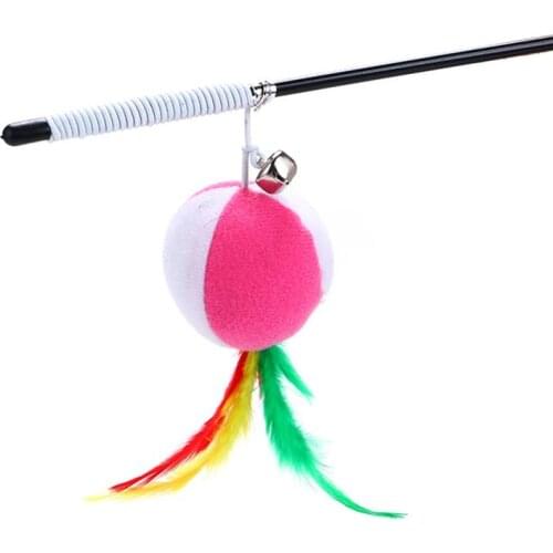 Pet Cat Toys Teaser Stick Faux Feather Wand Cat Catcher Teaser Toy Kitten Wand Teaser Pet Chasing Toy Cat Interactive Toys