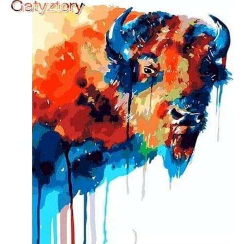 Paintings By Numbers buffalo Acrylic Photo Frames Picture animals Decoration Home On Canvas Handmade Gatyztory Diy Kit