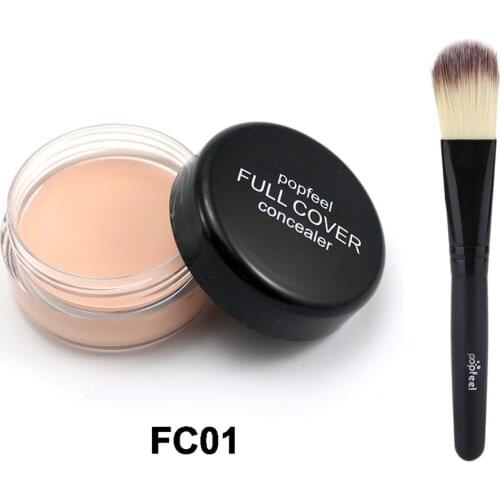 Full Cover Concealer Oil Control Natural Makeup Concealers Facial Face Cream with Makeup Brush Foundation Contour