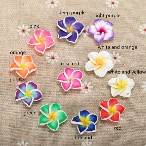 20pcs/lots 20mm Beautiful Polymer Clay Plumeria Flower Beads For Hawaii Earrings Jewelry Diy Making Crafts Decoration Materials