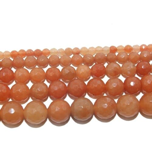 Faceted Natural Stone Red Aventurine Beads 4 6 8 10 12 MM Pick Size For Jewelry Making Charm DIY Bracelet Necklace Material