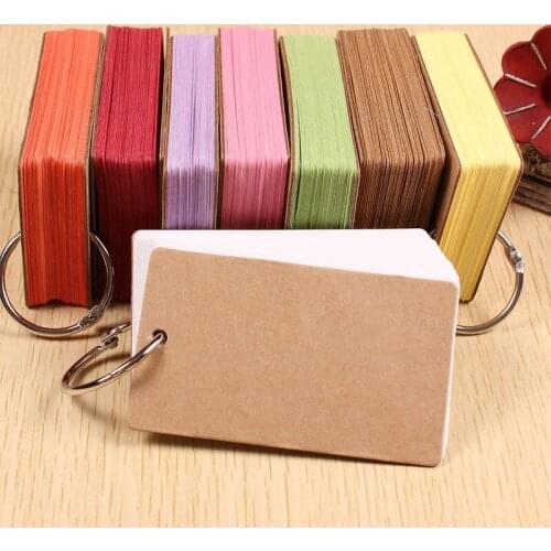 DELVTCH 8colors Notepad Mini Memo Pad Word Cards Paper Memory Card with Ring for Office and School Supplies Stationery Cards