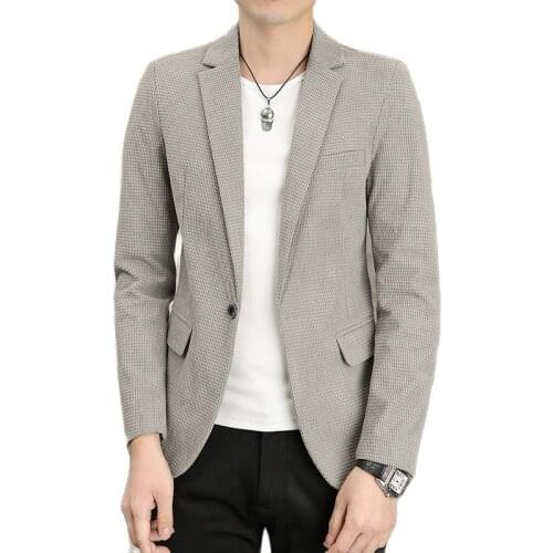 2021 New Autumn Winter Fashion Mens Korean Style Slim Fit Suit Jackets Male Formal Business Gray Wedding Dress Coats Clothing