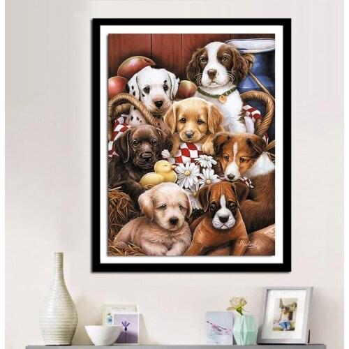 New Needlework 11CT DIY Precision Printing Cross Stitch Sets for Embroidery Kits Cross-Stitch Dogs