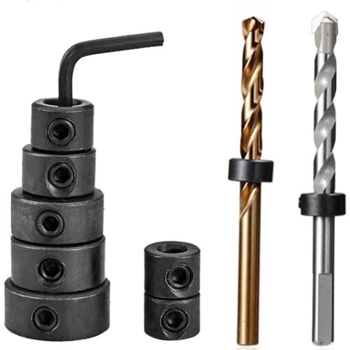 7pcs 3-12mm Woodworking Drill Locator Drill Bit Depth Stop Collars Ring Positioner Drill Locator Wood Drill Bit