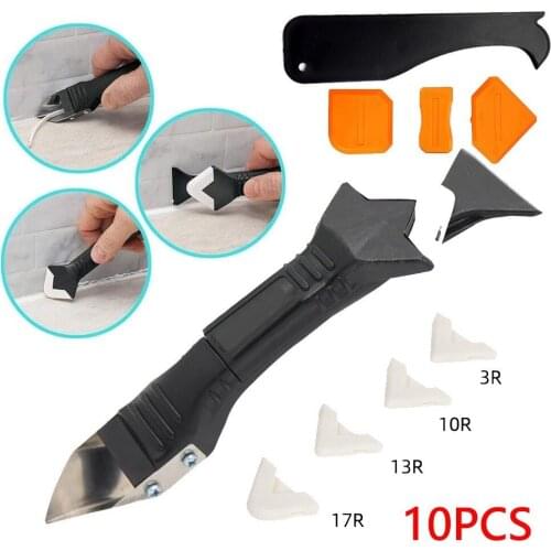 10pcs 3in1 Silicone Caulking Sealant Remover Tool Grout Kit Stainless Steel Head New And High Quality