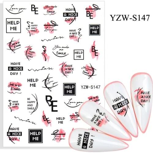 3D Stickers for Nails Spring Summer Self-adhesive Sticker English Letter Line Design Nail Art Decorations Nail Foil Accessories