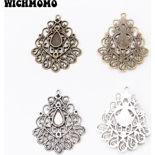 2019 New 37*48mm 4pieces/bag Retro Zinc Alloy Water Drop Charms Pendant Base for DIY Earrings Necklace Jewelry Accessories