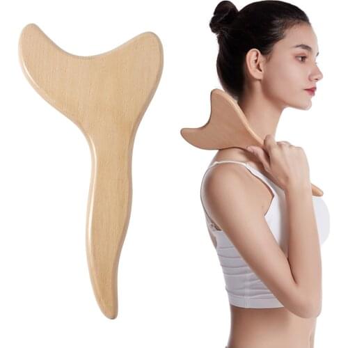 New Beech Scraping Board Wooden Guasha Massage Tool For Back Neck Body Meridian Beauty Dredge Board Carbonized Acupuncture Board