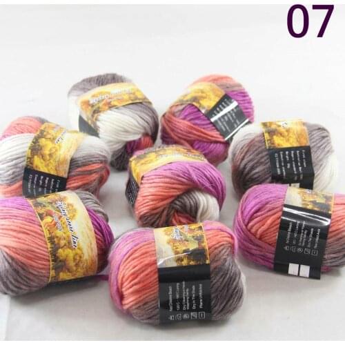 New Sale 8SkeinsX50g Womens Knit Scarves Shawls Rainbows Wool Crocheting Yarn Brown Orange White Pink 807