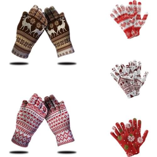 New Christmas Womens Knitted Gloves Four Seasons Touch Screen Soft Mittens Non-slip Warm Casual Sports Working Skiing Gloves