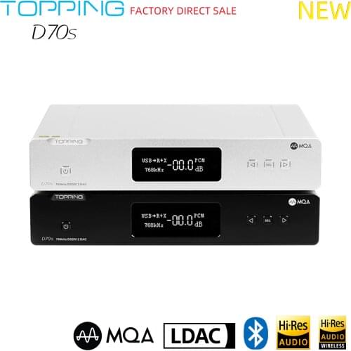 NEW TOPPING D70S MQA Decoder 2*AK4497 Bluetooth 5.0 32Bit/768K DSD512 Hi-Res Hifi Music DAC with Remote Control