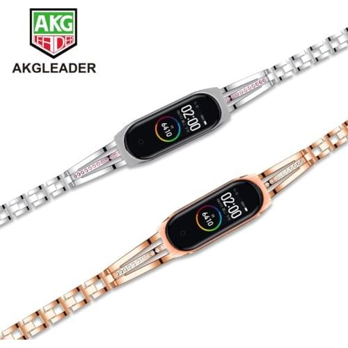 For Miband 5 Bracelet Stainless Steel WatchBand With Diamond Strap For Xiaomi Band 3 4 Watchband Correas De Reloj Wriststrp