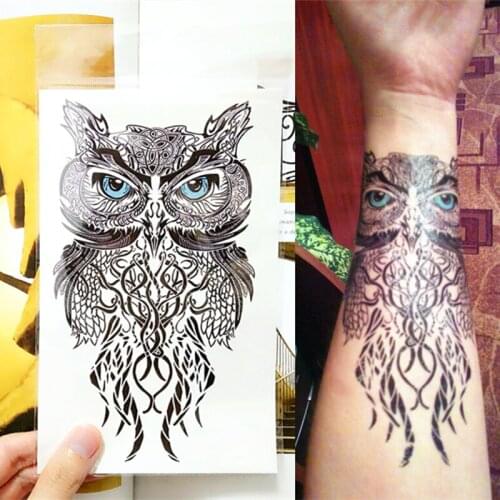SHNAPIGN Wise Owl Temporary Tattoo Body Art Flash Tattoo Stickers 12*20cm Waterproof Fake Tatoo Car Styling Wall Sticker